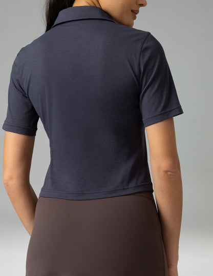 Sorona V-Neck Cropped Polo Shirt – Relaxed Fit 3