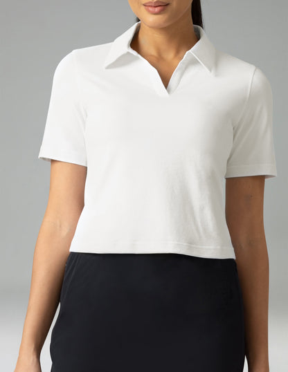 Sorona V-Neck Cropped Polo Shirt – Relaxed Fit 5