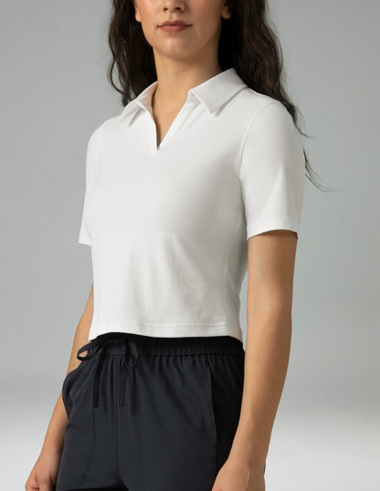 Sorona V-Neck Cropped Polo Shirt – Relaxed Fit 8