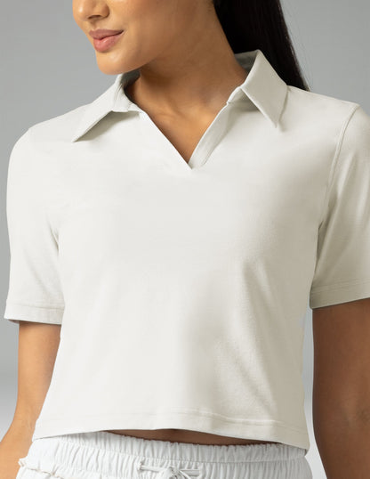 Sorona V-Neck Cropped Polo Shirt – Relaxed Fit 9