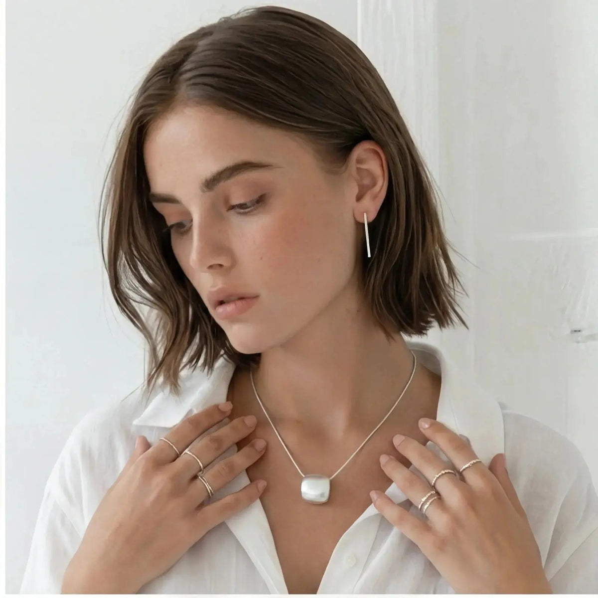 Sphère Brushed Sphere Pendant Necklace in Sterling Silver 3