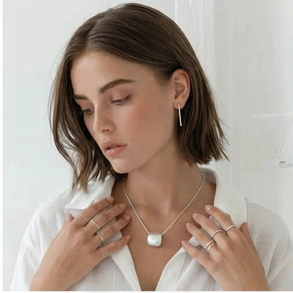 Sphère Brushed Sphere Pendant Necklace in Sterling Silver 3