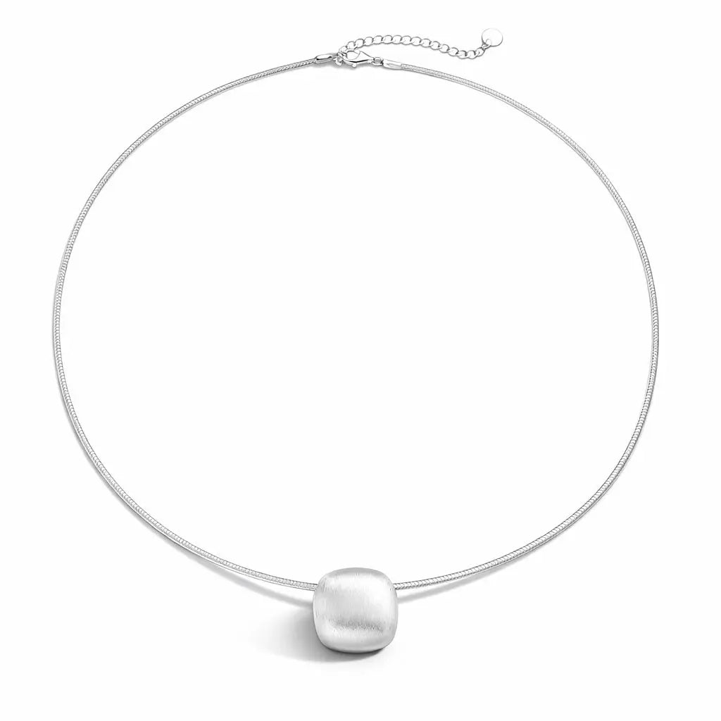 Sphère Brushed Sphere Pendant Necklace in Sterling Silver 4