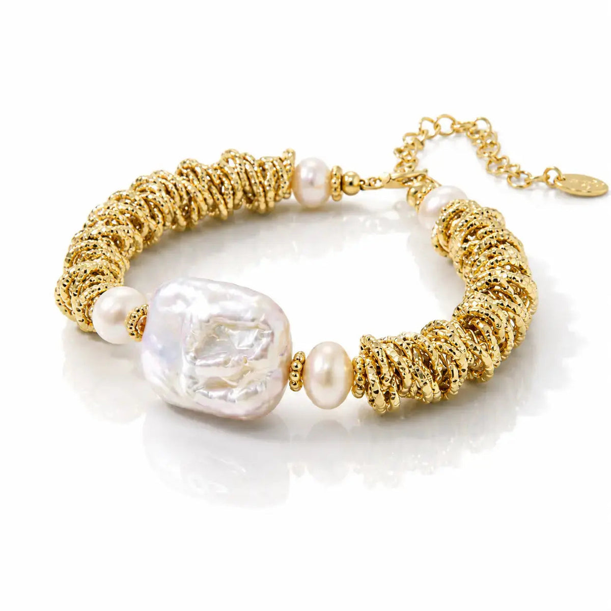 Spiral Dreams Bracelet – Baroque Pearl & Fluorite in 18K Gold Plated 0