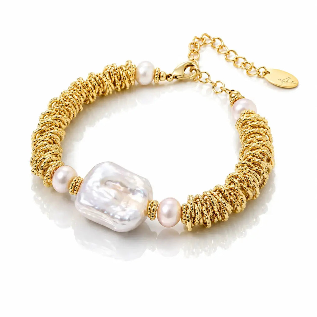 Spiral Dreams Bracelet – Baroque Pearl & Fluorite in 18K Gold Plated 3