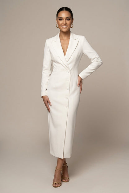 Stacy | Single-Breasted Blazer Midi Dress 0