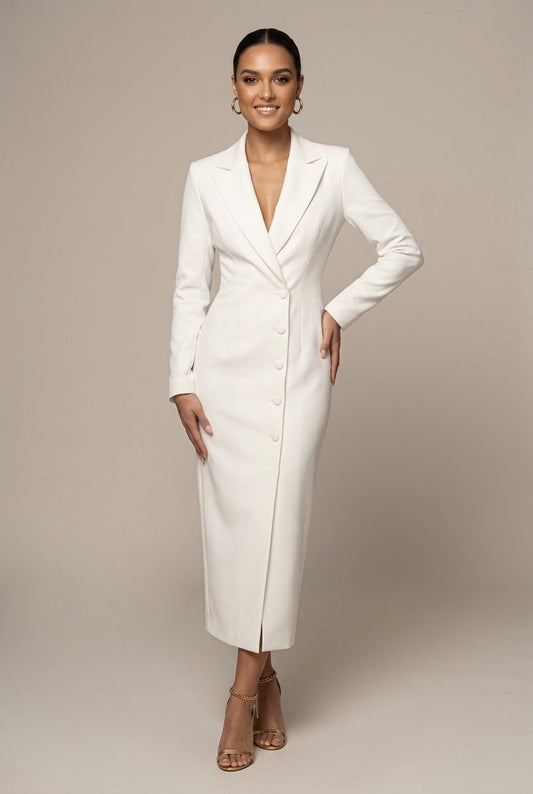 Stacy | Single-Breasted Blazer Midi Dress 0