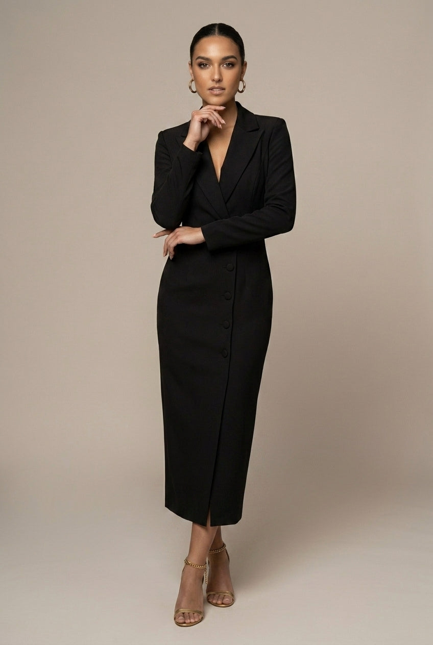 Stacy | Single-Breasted Blazer Midi Dress 4