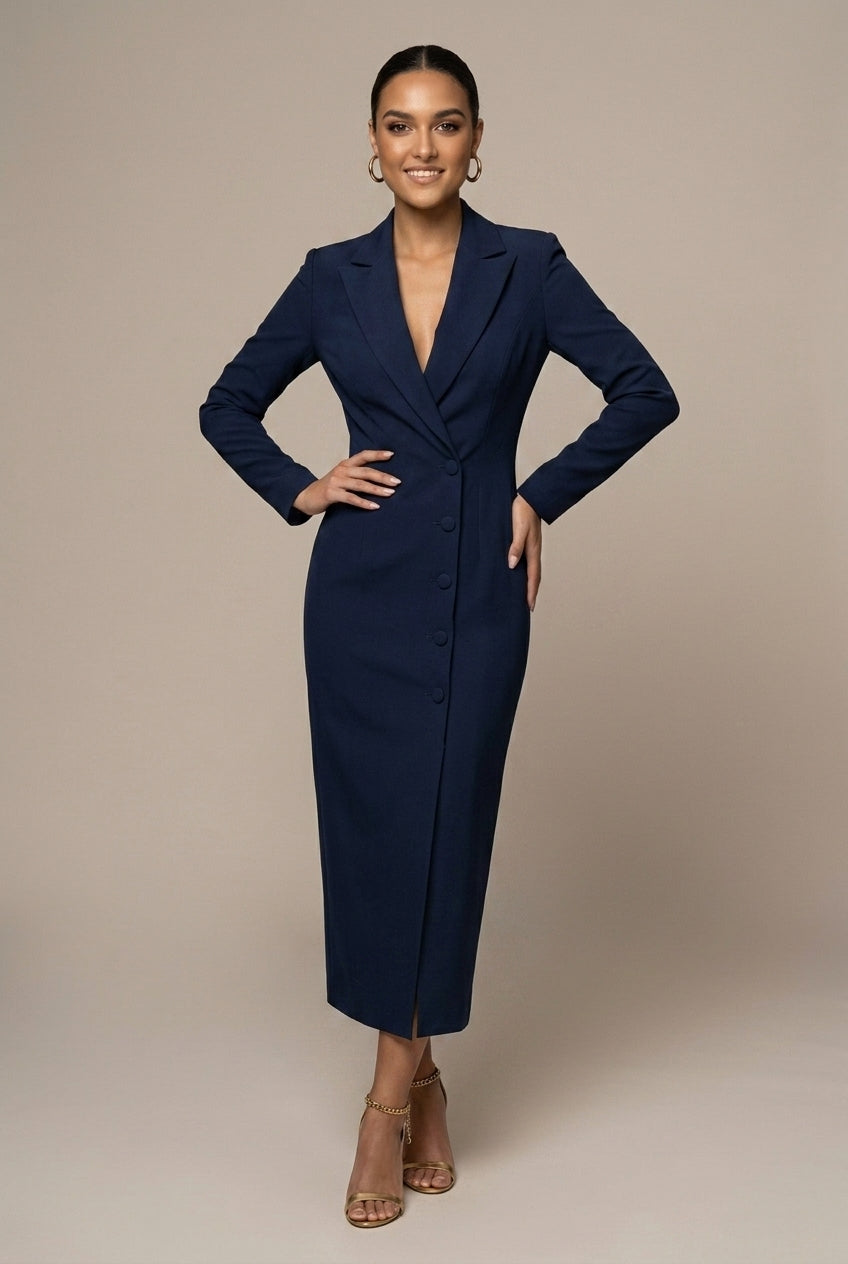 Stacy | Single-Breasted Blazer Midi Dress 5