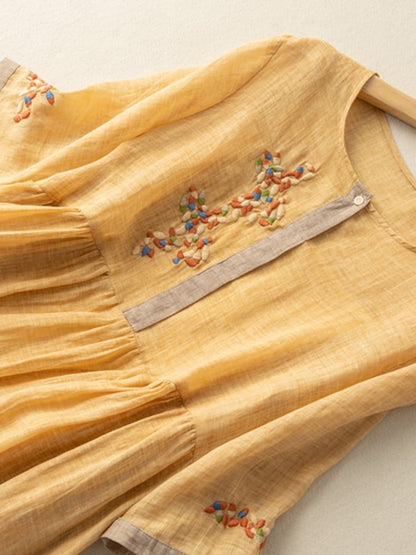 Stefania | Embroidered Linen Midi Dress 5