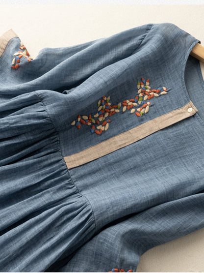 Stefania | Embroidered Linen Midi Dress 6