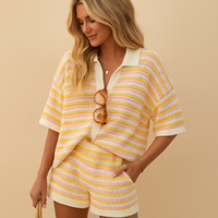 Striped blouse and shorts set for women | Ruby 0