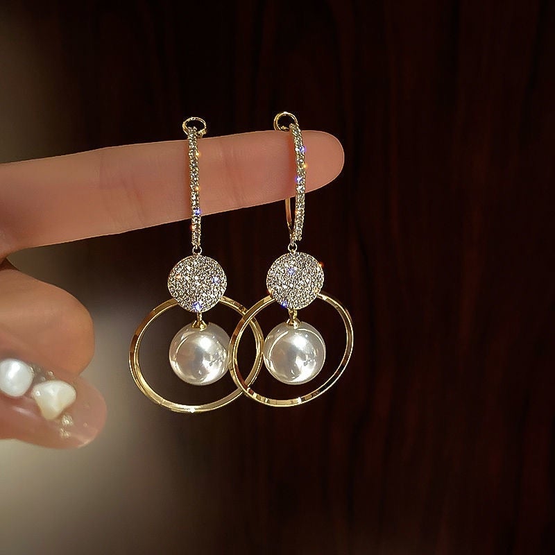 Stylish Earrings Embellished with Cultured Pearls and Zirconia 0