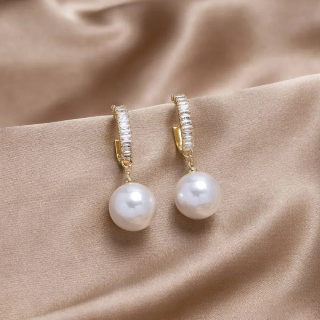 Stylish Pearl and Zirconia Earrings 0