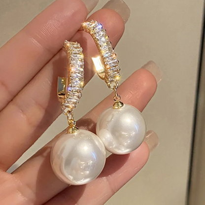 Stylish Pearl and Zirconia Earrings 3