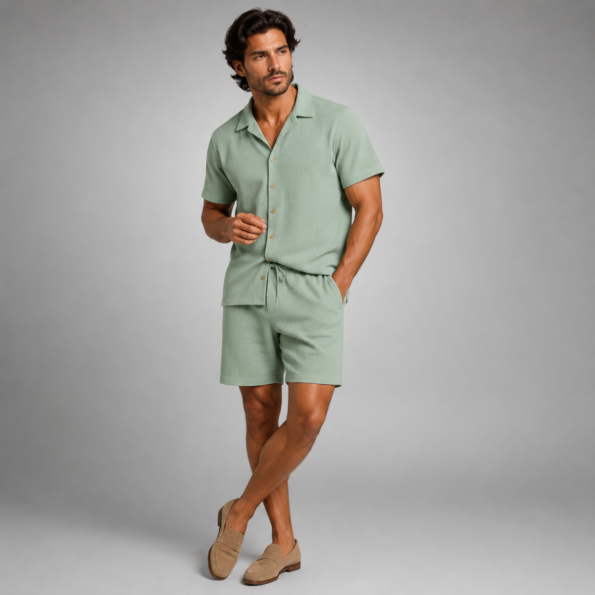 Summer Co-Ord | Women's Outfit - Linen Shirt and Shorts Set with Elastic Waistband | Lightweight Style for Warm Days 0