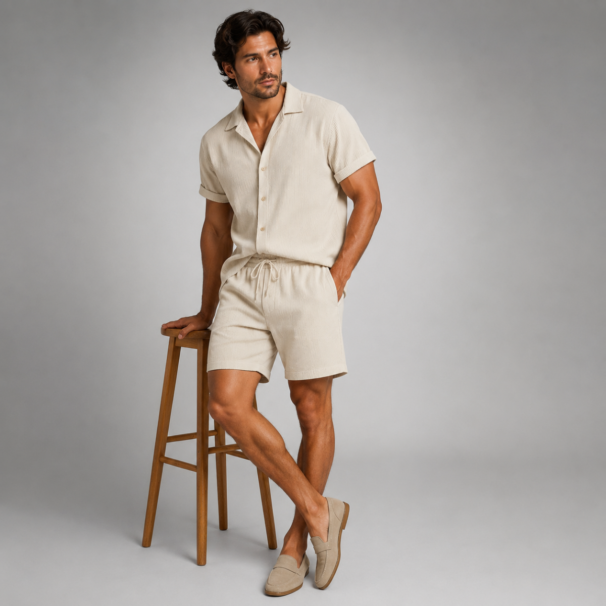 Summer Co-Ord | Women's Outfit - Linen Shirt and Shorts Set with Elastic Waistband | Lightweight Style for Warm Days 7