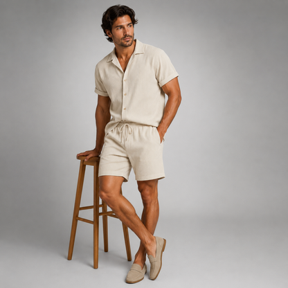 Summer Co-Ord | Women's Outfit - Linen Shirt and Shorts Set with Elastic Waistband | Lightweight Style for Warm Days 7