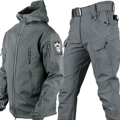 Tactical Polyester Jacket and Pants Set with Hood and Zip Pockets 3