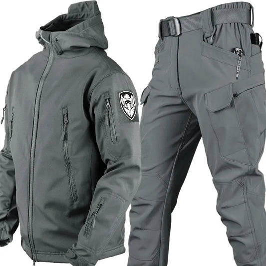 Tactical Polyester Jacket and Pants Set with Hood and Zip Pockets 3