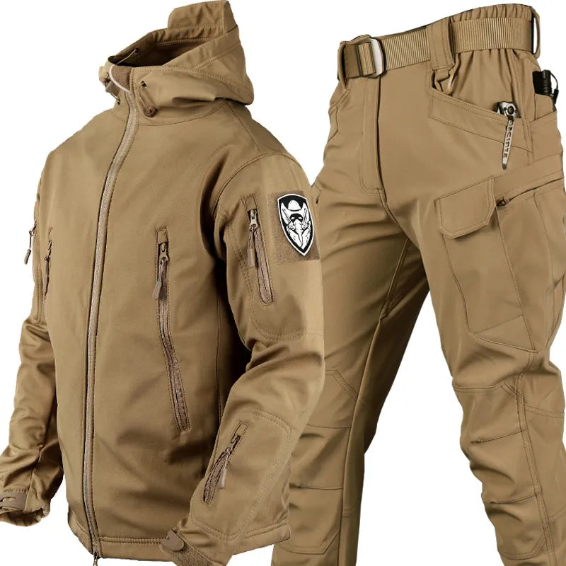 Tactical Polyester Jacket and Pants Set with Hood and Zip Pockets 4