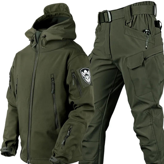 Tactical Polyester Jacket and Pants Set with Hood and Zip Pockets 5