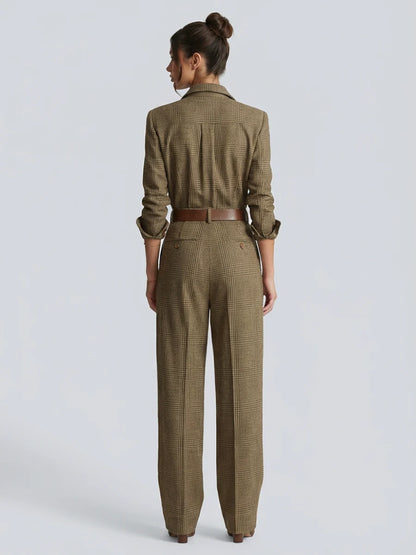 Talia Jumpsuit | Elegant Checkered Wide-Leg for Women 1