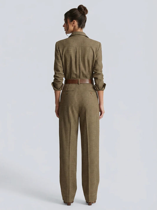 Talia Jumpsuit | Elegant Checkered Wide-Leg for Women 1