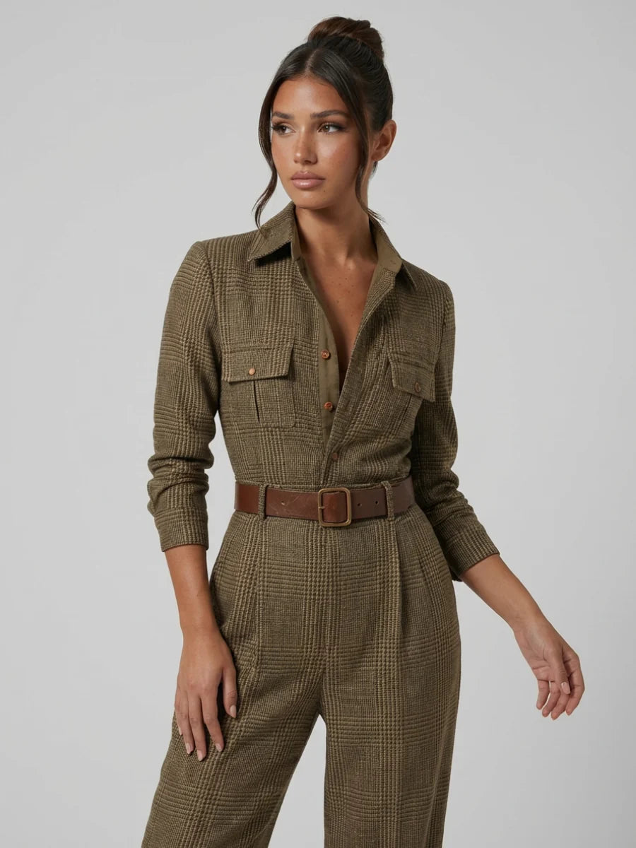 Talia Jumpsuit | Elegant Checkered Wide-Leg for Women 2