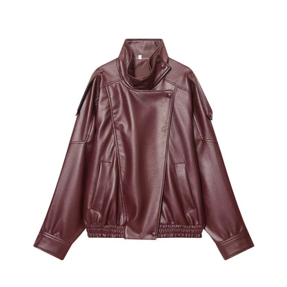 Talia Women's Jacket | Faux Leather, Oversized, Long Sleeve 6