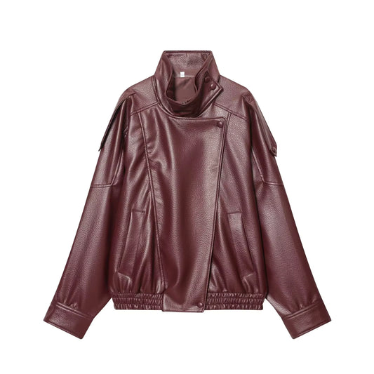 Talia Women's Jacket | Faux Leather, Oversized, Long Sleeve 6