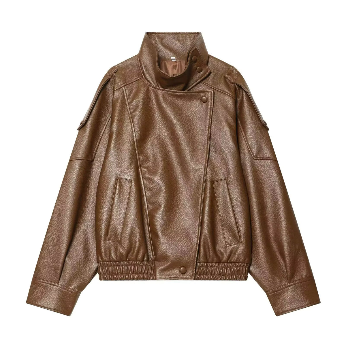 Talia Women's Jacket | Faux Leather, Oversized, Long Sleeve 7
