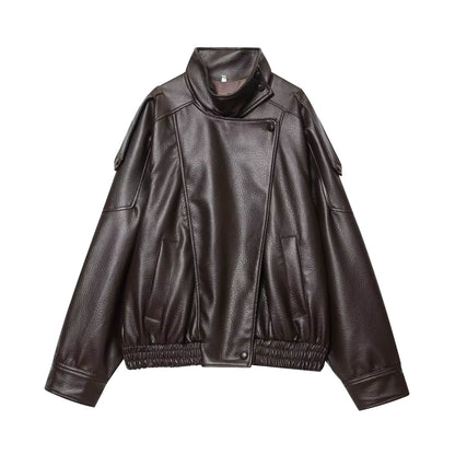 Talia Women's Jacket | Faux Leather, Oversized, Long Sleeve 8