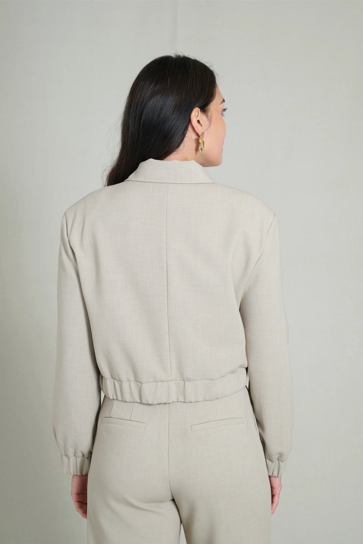 Taupe cropped bomber jacket 2