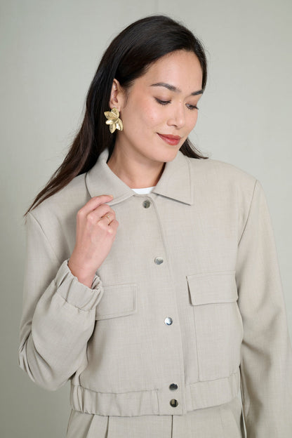 Taupe cropped bomber jacket 3