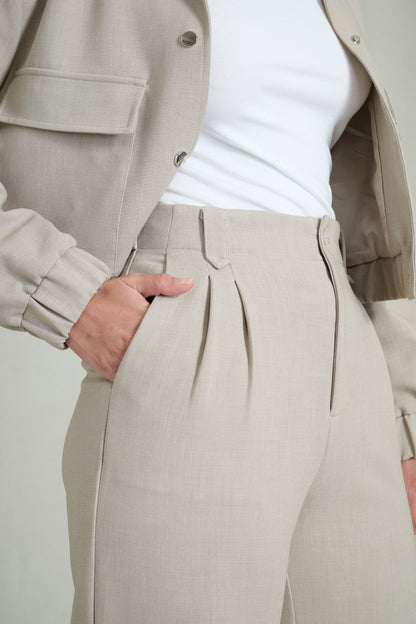 Taupe cropped bomber jacket 4