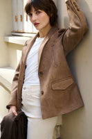 Taupe suede blazer 0