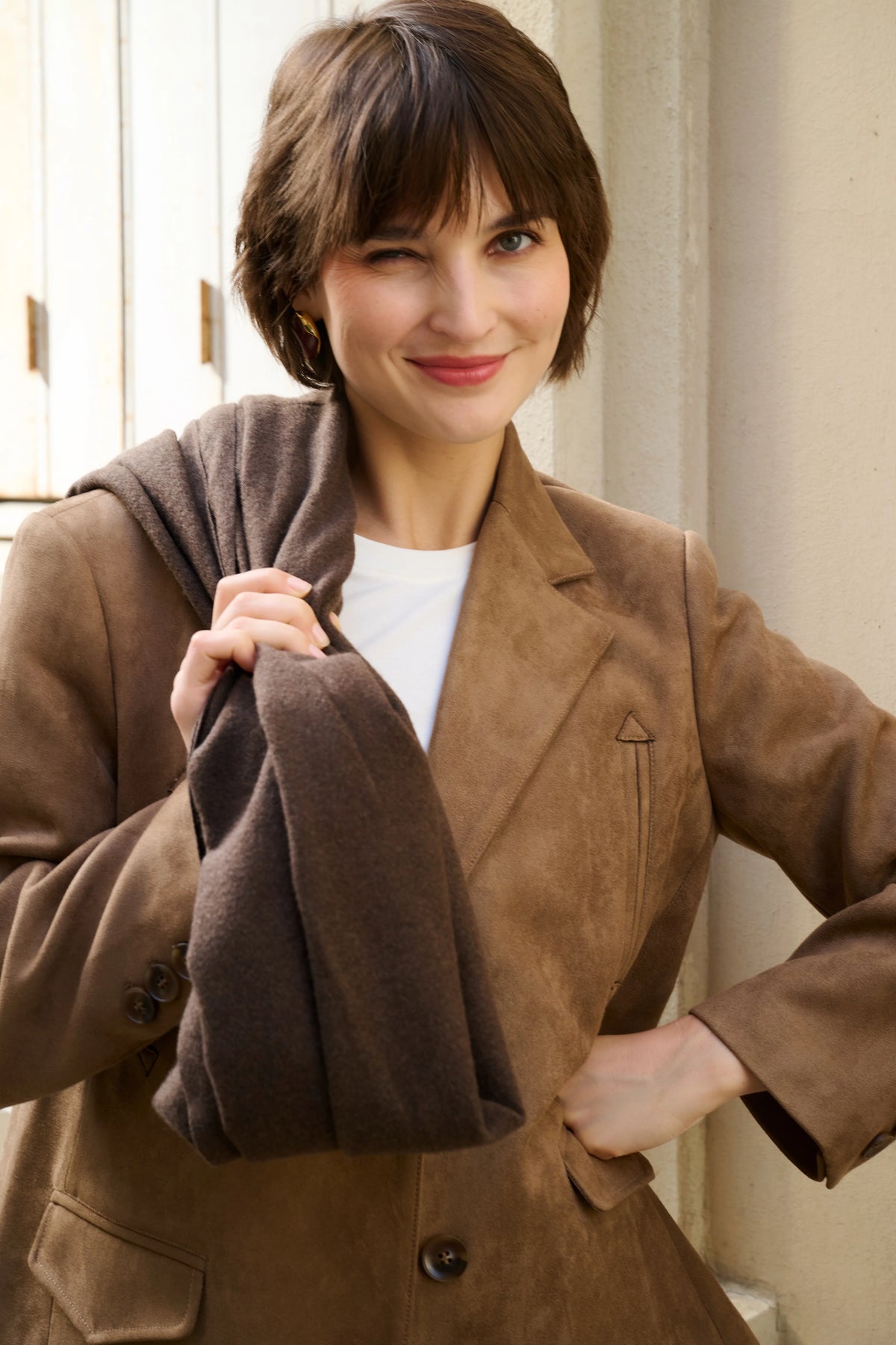 Taupe suede blazer 2