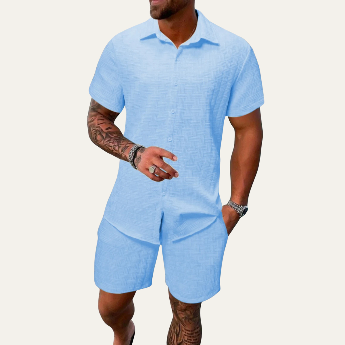 The Taranto Men’s Summer Beach Set – Shirt and Shorts 2