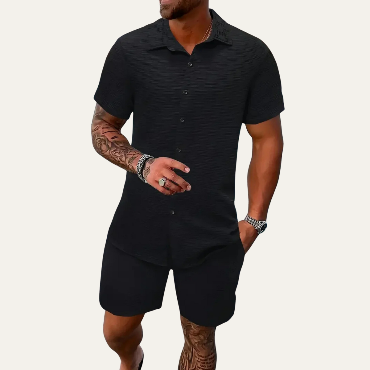 The Taranto Men’s Summer Beach Set – Shirt and Shorts 5