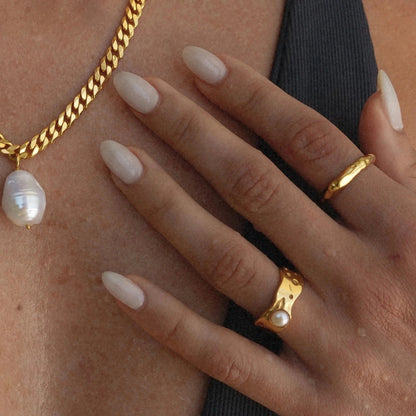 Timeless Natural Gold Pearl Ring 1