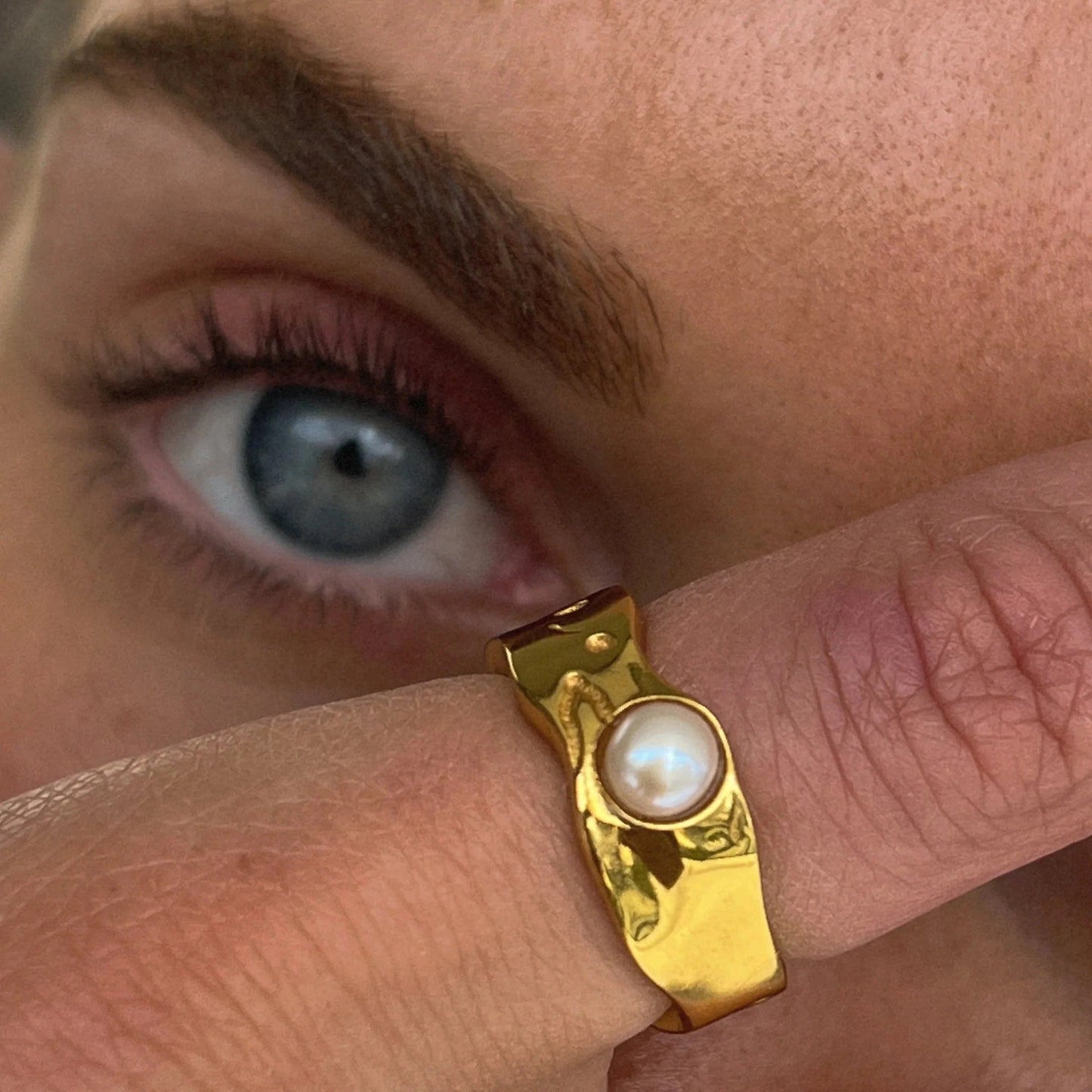 Timeless Natural Gold Pearl Ring 2