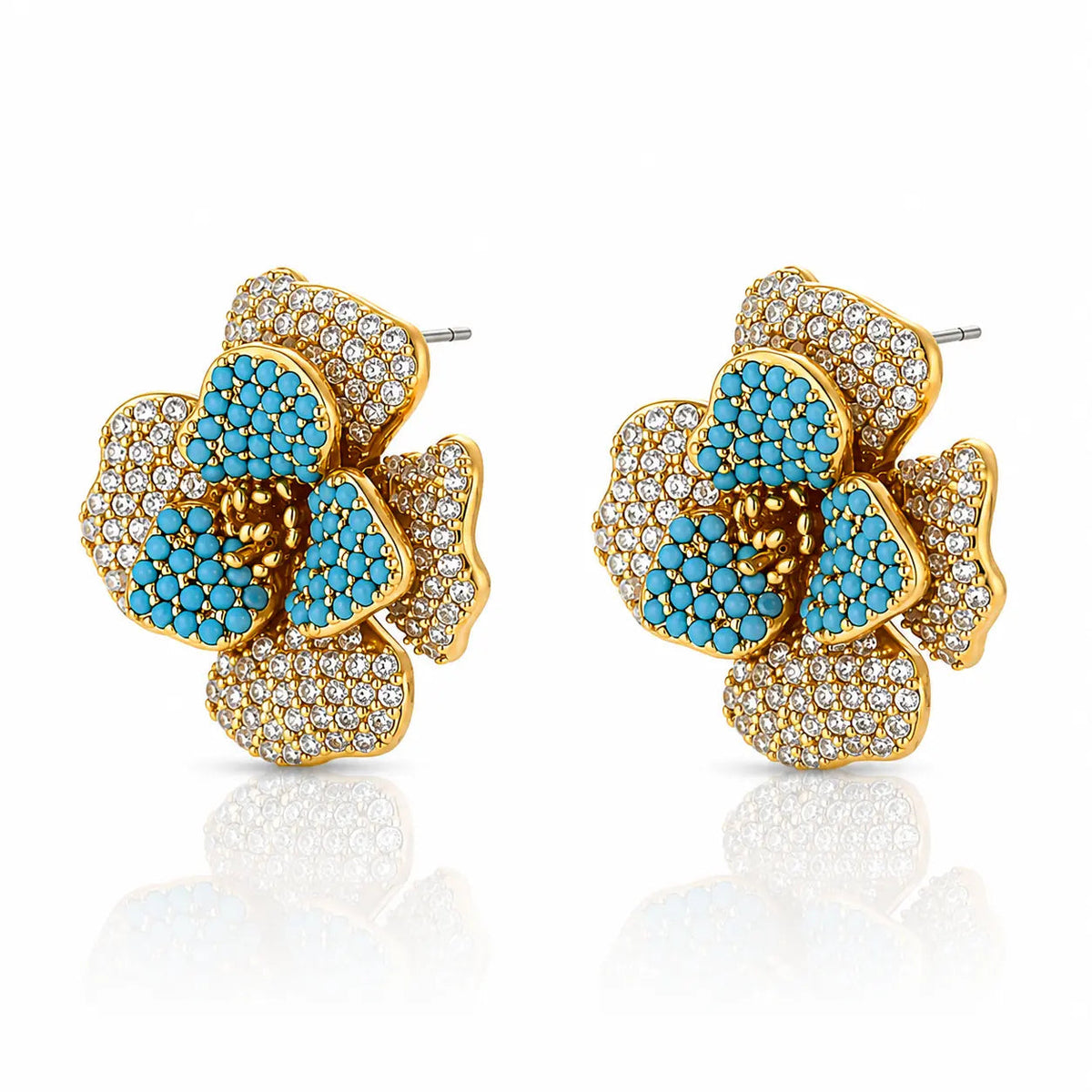 Turquoise Bloom Crystal Set - 14K Gold Plated 5