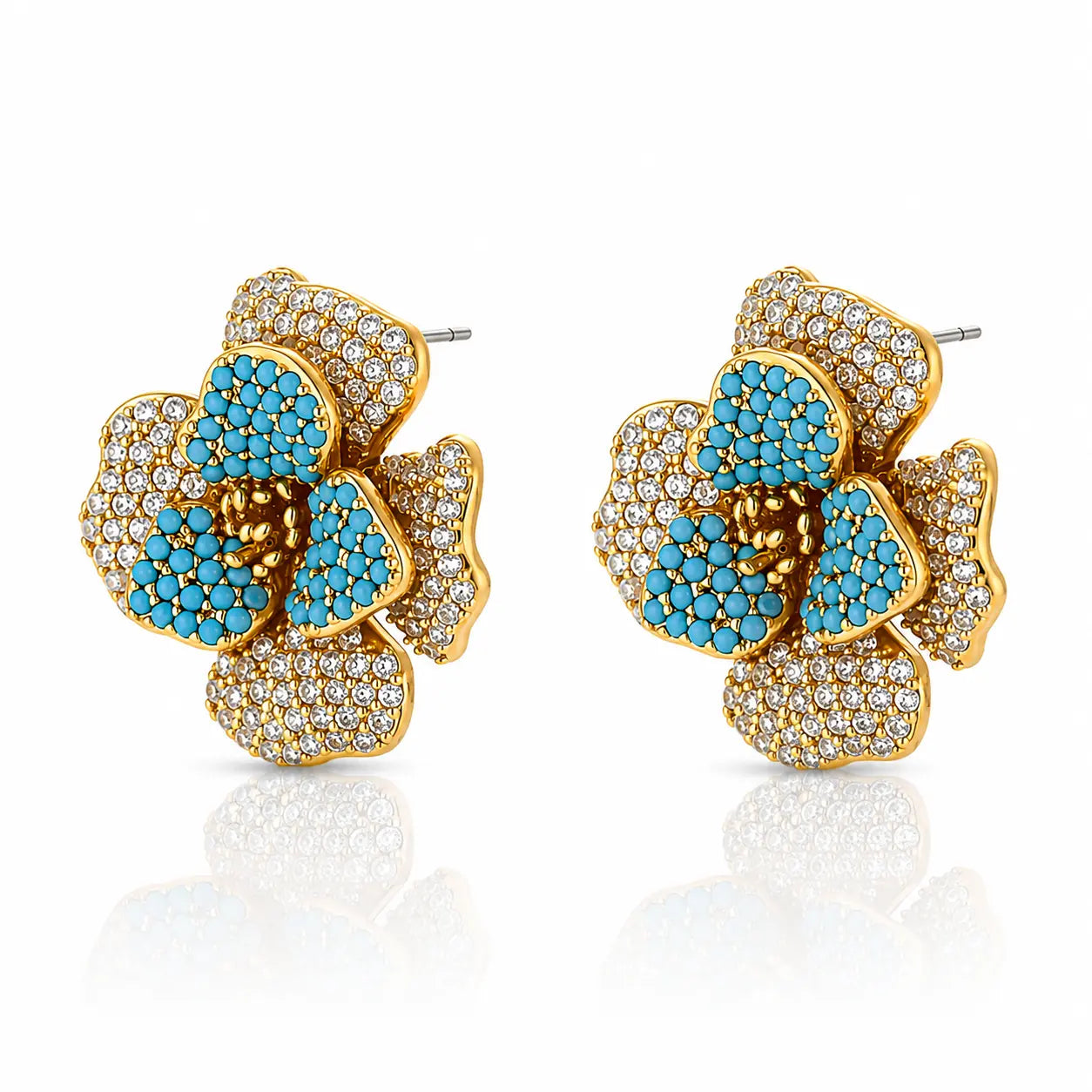 Turquoise Bloom Crystal Set - 14K Gold Plated 5