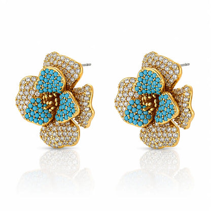 Turquoise Bloom Crystal Set - 14K Gold Plated 5