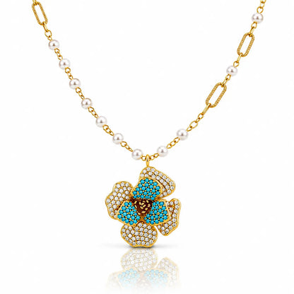 Turquoise Bloom Crystal Set - 14K Gold Plated 6
