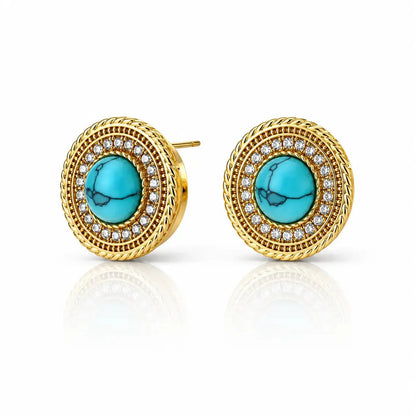 Turquoise Medallion Jewelry Set - 14K Gold Plated 5