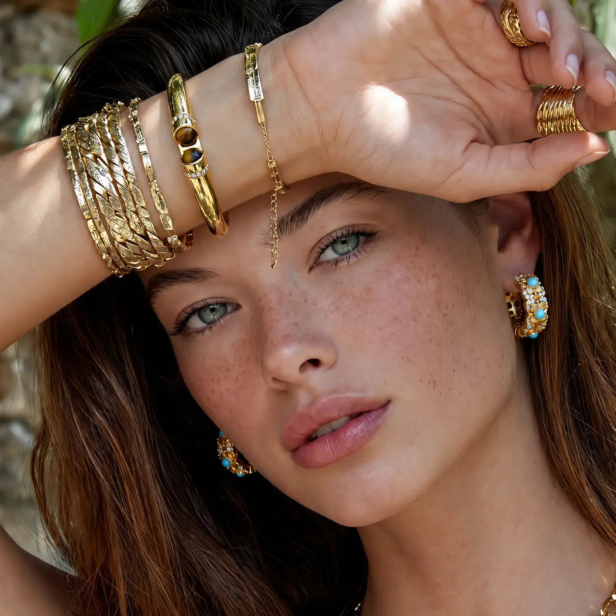 Twin Eye Bangle - 18K Gold Plated 1