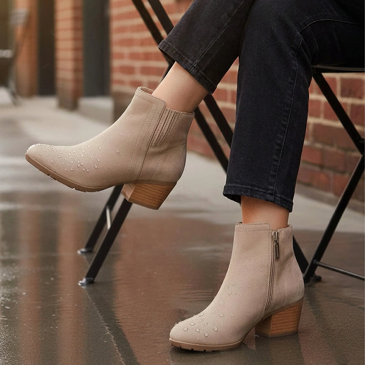 Vero Ankle Booties | Waterproof Nubuck Leather, Block Heel 3