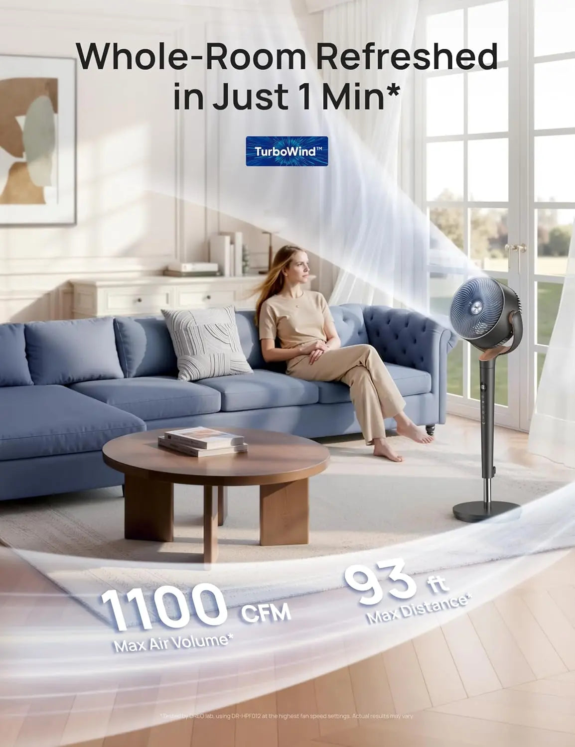 Versatile Oscillating Standing Fan with 9 Speeds & 120° Coverage | Ultra-Quiet DC Motor for Comfortable Airflow 2